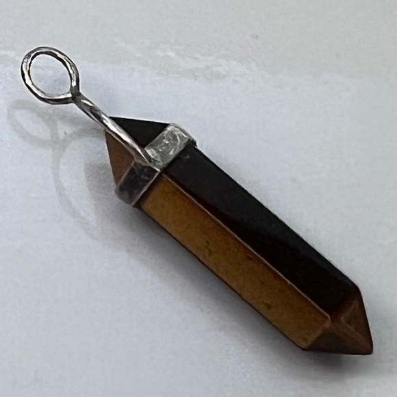 Tigers Eye Crystal Chakra Sterling Silver Pendant Cats Eye Bohemian Neutral - Picture 3 of 6